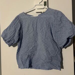 Women's Blue Eyelet Top
